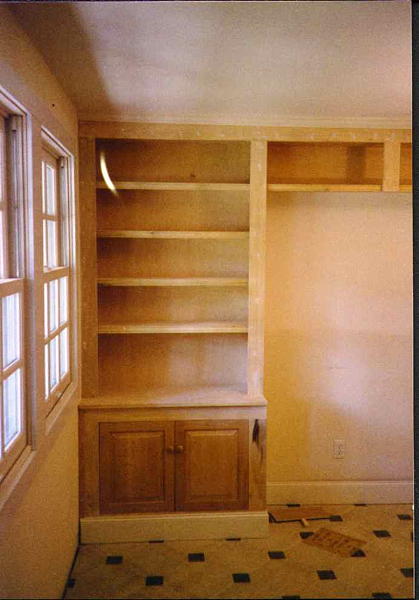 Wood shelves, left